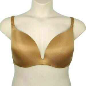 Cacique Smooth Satin Plunge Bra Underwire Size 44DDD French Almond